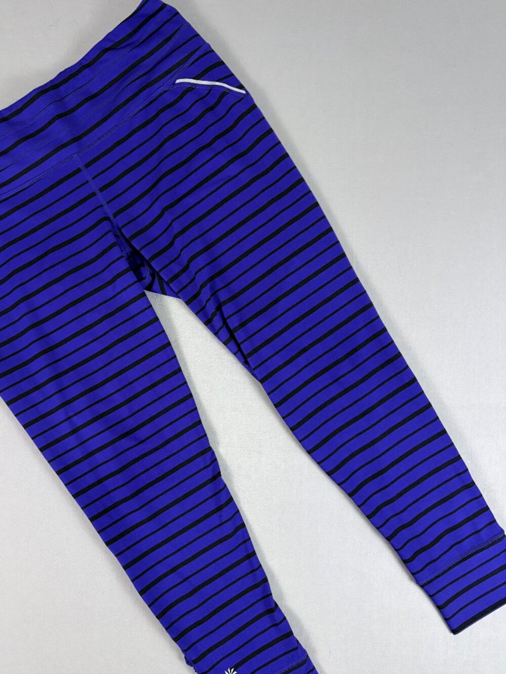 Athleta Relay Striped Tight Purple Black Mesh Running Leggings XL